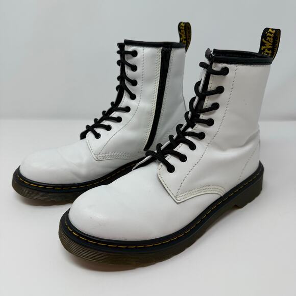 Dr. Martens Shoes - Dr Marten Boots Women's Size 6 White Eight Eye 1460 Combat Boots Preppy Moto